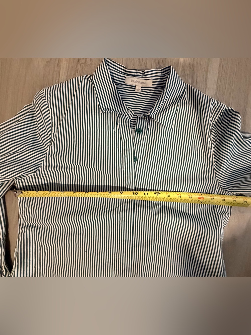 Favorite Daughter Striped classic poplin Shirt in Green and White - Picture 8 of 10
